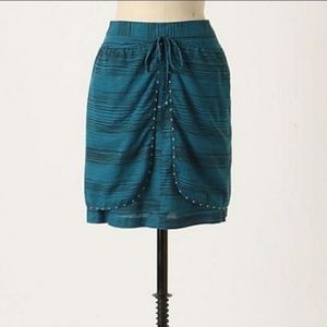 Anthropologie Teal and Black Striped Skirt